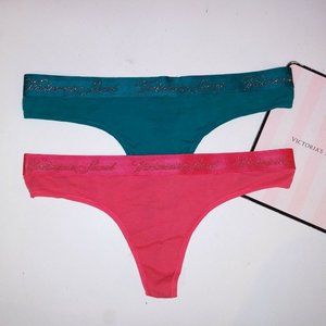 Set of 2 Victoria Secret Panty Large Thong Coral O
